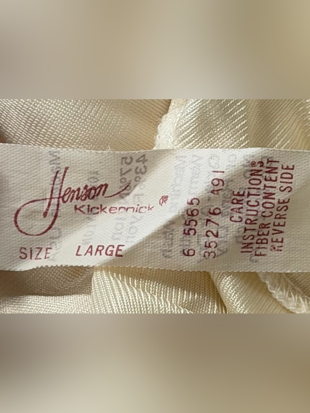 Vintage Henson Kickernick Nightgown Lace Maxi Slip Dress Ivory Nylon Rayon Sz L - Picture 11 of 12